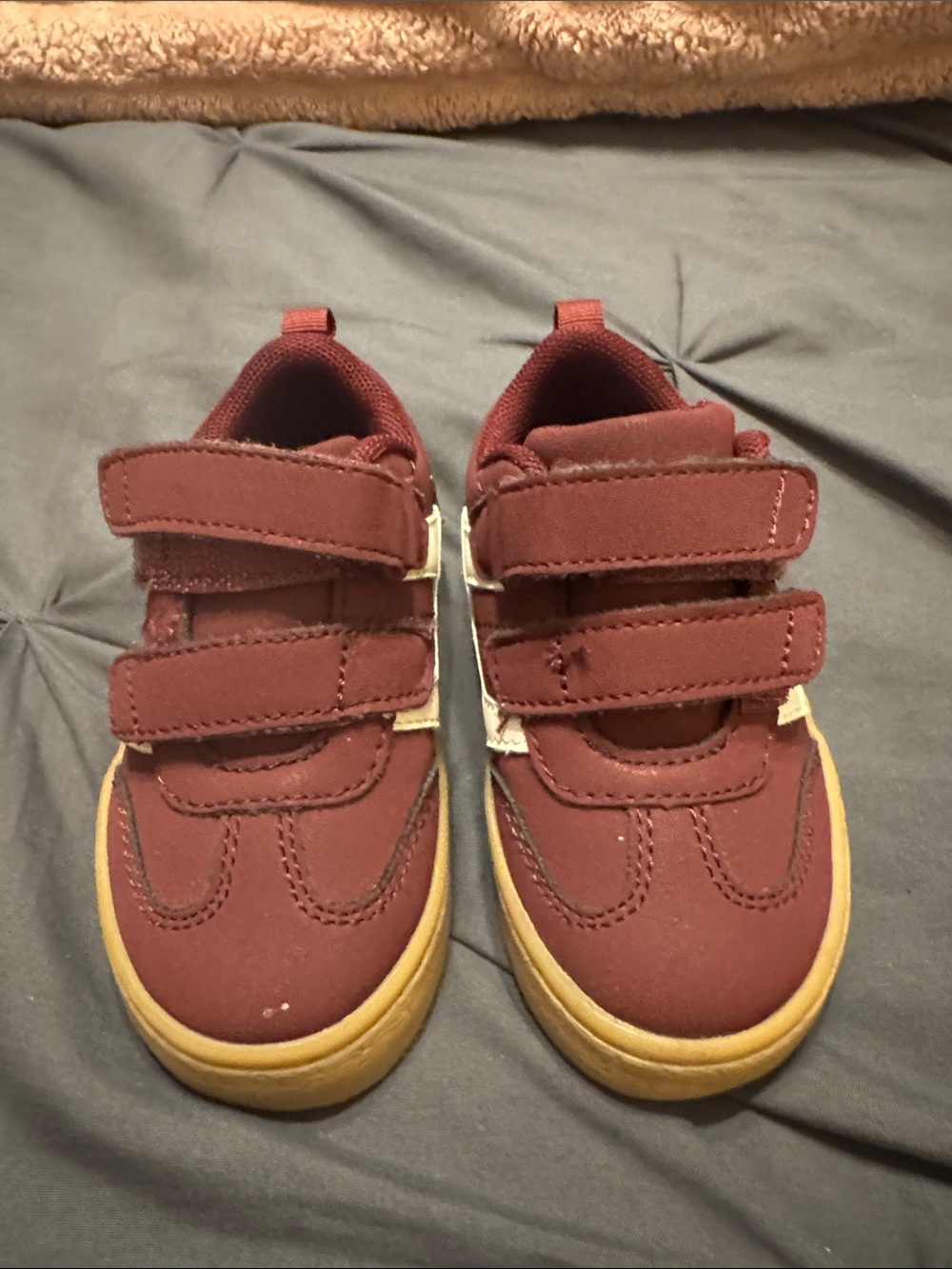 The Children's Place Burgundy Velcro Kids Sneakers with Gum Sole
